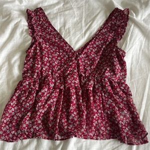 American Eagle Outfitters red floral blouse
